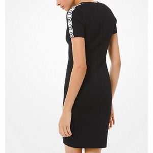 Logo tape ribbed stretch visco dress